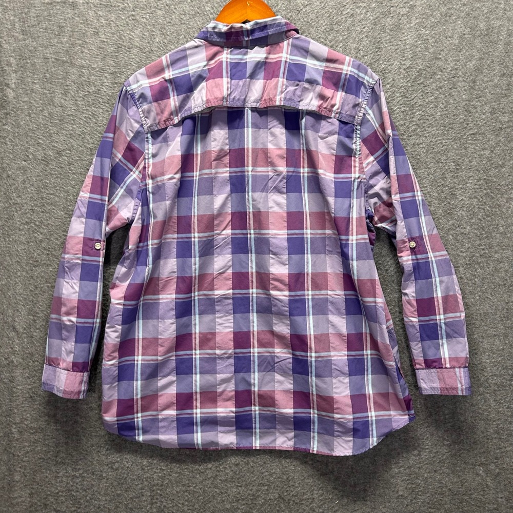 Eddie Bauer Travex Womens XL Purple Plaid Long Sleeve Button Down Hiking Shirt - Picture 3 of 9